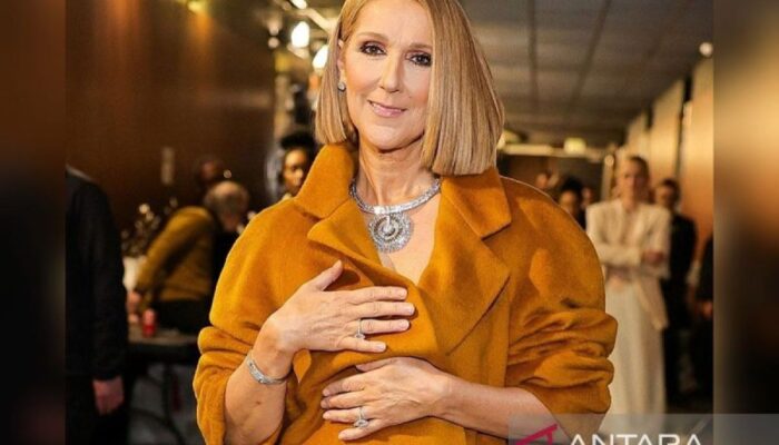 Celine Dion muncul ke masyarakat sama-sama putra kembarnya pada konser Hauser