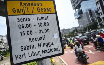 Daftar 26 ruas jalan di dalam Ibukota Indonesi yang digunakan digunakan berlaku ganjil genap